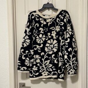 Floral Black and White Sweater